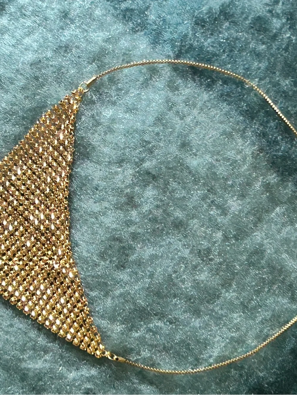 Vintage 1970’s Dead-Stock Hong Kong 2-Tone Mesh Bib Necklace